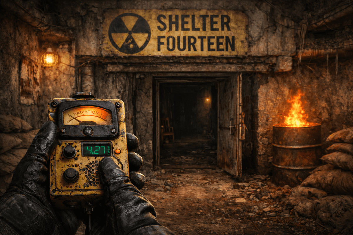 Anomaly Division: Shelter 14 - Geiger counter in hand at shelter entrance